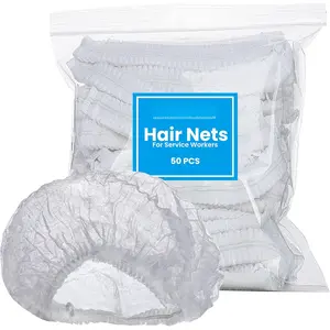 Hair Net, Hair Nets for  Service Workers, 50 count Hairnets for Foodservice, Kitchen Hair Nets for Women Men Cooking, Non-woven Bouffant Caps, Disposable Hair Cap Hair Cover, White, 21 Inch