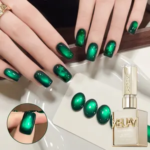 XEIJAYI Photo Frame Bottle M202 — New ultra‑bright green beryl cat‑eye gel polish for spring/summer, magnetic nail art, versatile minimalist fashion, sparkling cat‑eye effect, glossy finish, ideal for DIY manicures at home or in a salon