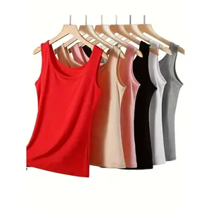 6pcs Women's Comfortable Tank Tops - Soft Viscose & Spandex Blend, Stretchless Sleeveless Shirts for All Seasons, Casual Home Wear
