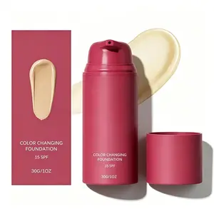 Color Changing Foundation, Skin Tone Adapting Liquid Foundation for Natura Finish, Lightweight Buildable Coverage, SPF 15Makeup for All Skin Types, 1 FIOz(A) Concealer Cosmetic, Natural-Tone Color-Correcting Liquid Foundation