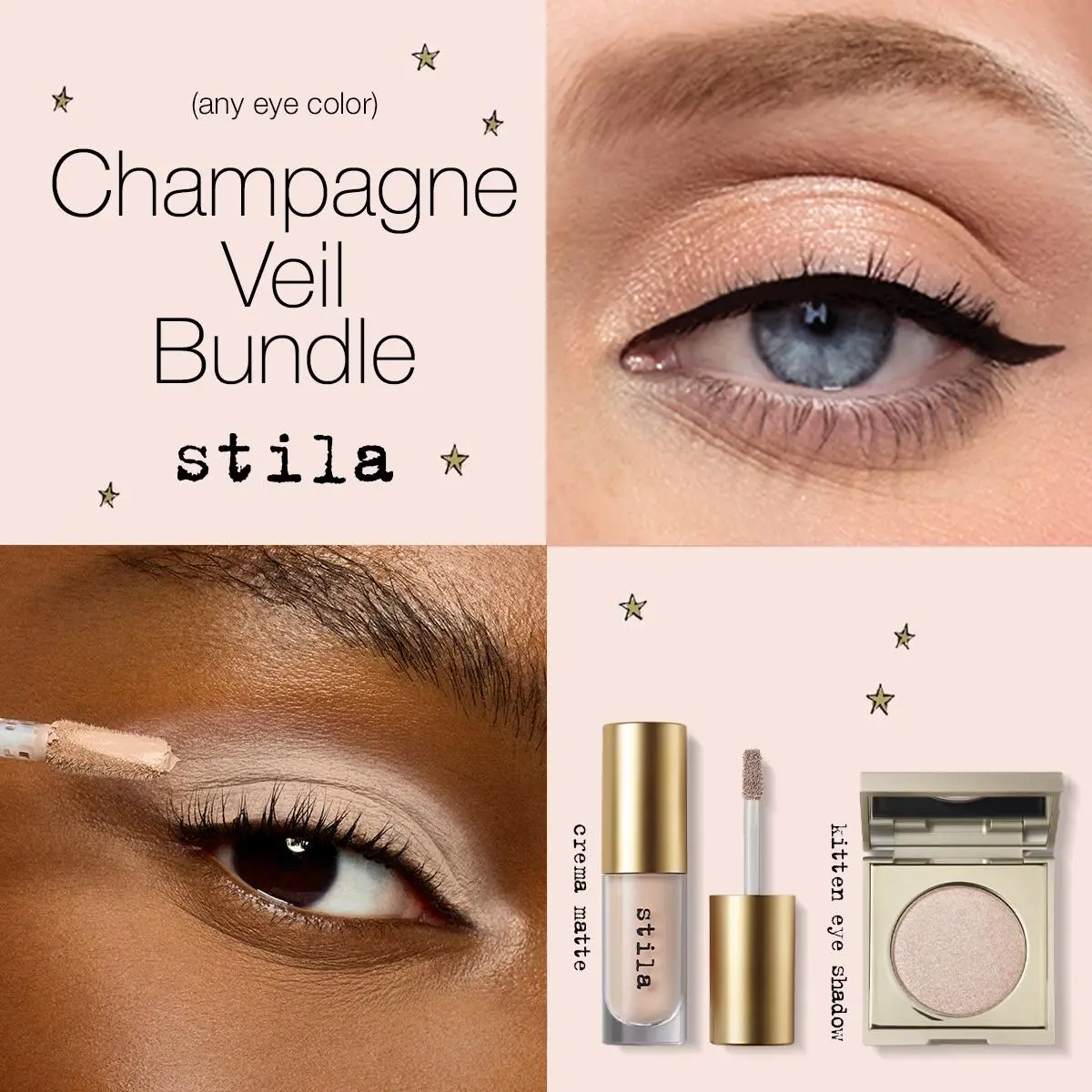 Stila Champagne Veil Bundle - Liqua-Play + Kitten Eye Shadow Stila Champagne Veil Bundle - Liqua-Play + Kitten Eye Shadow