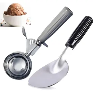 Professional Ice Cream Scoop Set, Stainless Steel Trigger Release Portion Scoop and Classic Ice Cream Spade Design for Frozen Treats,Baking Cookie Dough