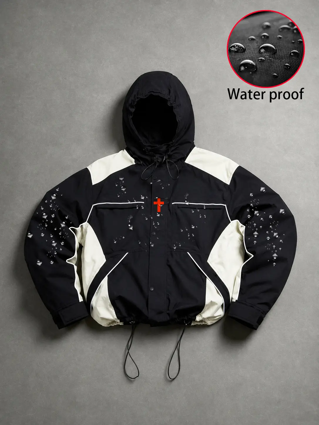 Lightweight Waterproof Hooded Windbreaker Jacket Streetwear Sport Casual Full Zip Coat Y2K Varsity Style Outdoor Rain Shell Drawstring Hem Adjustable Cuff Zip Pocket Unisex Loose Fit Activewear Layer Spring Fall Daily Wear Everyday Outdoor Travel Wear Pro