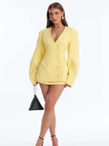 Sweet & Smart Barrel Sleeve Blazer - Butter Yellow