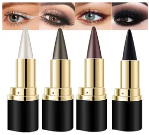 Kaely 4Pcs Black Brown Silver Gray Gel Eyeliner Pencil Set,Eye Liner Waterproof Smudge Proof,Cat Eye Makeup Stencil,Eye Black Smokey Eyeshadow Palette Stick,Goth Halloween Makeup,lapiz de ojos
