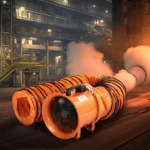 YITAMOTOR Exhaust Fan 12 Inch, Utility Blower Extractor Fan High Velocity, Portable Ventilation Fan with 16FT Ventilator Duct Hose for Industrial, Paint Booth (12 Inch Fan with 5M Hose)