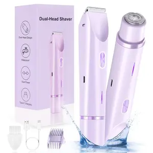 Electric Bikini Trimmer for Women, Rechargeable 2 in 1Body & Facial Hair Removal, Waterproof Wet & Dry Use Trimmer for Women, Winter & New Year Gift, Valentine's Day Gift summerwins