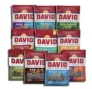 DAVID Sunflower Seed Variety Pack - 10 Flavors Including BBQ, Dill Pickle, Ranch, Sour Cream，Sweet & Salty Snacks