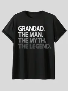 Grandpa Mythical Print T-Shirt, Soft Casual Long Sleeve Top, Perfect Gift for Grandfather, Comfortable Home Wear, Street Style