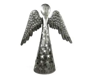 14" Handcrafted Steel Angel, Made From Drums in Haiti, Fair trade