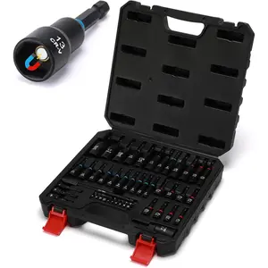 55 count  Nut Driver Set, Metric & SAE  Impact Drill Driver Bit, Deep Nut Driver Set, Wing Nut Driver, 1/4" Quick Change, Heavy Duty Socket Adapters & Bit Extensions, Storage Box