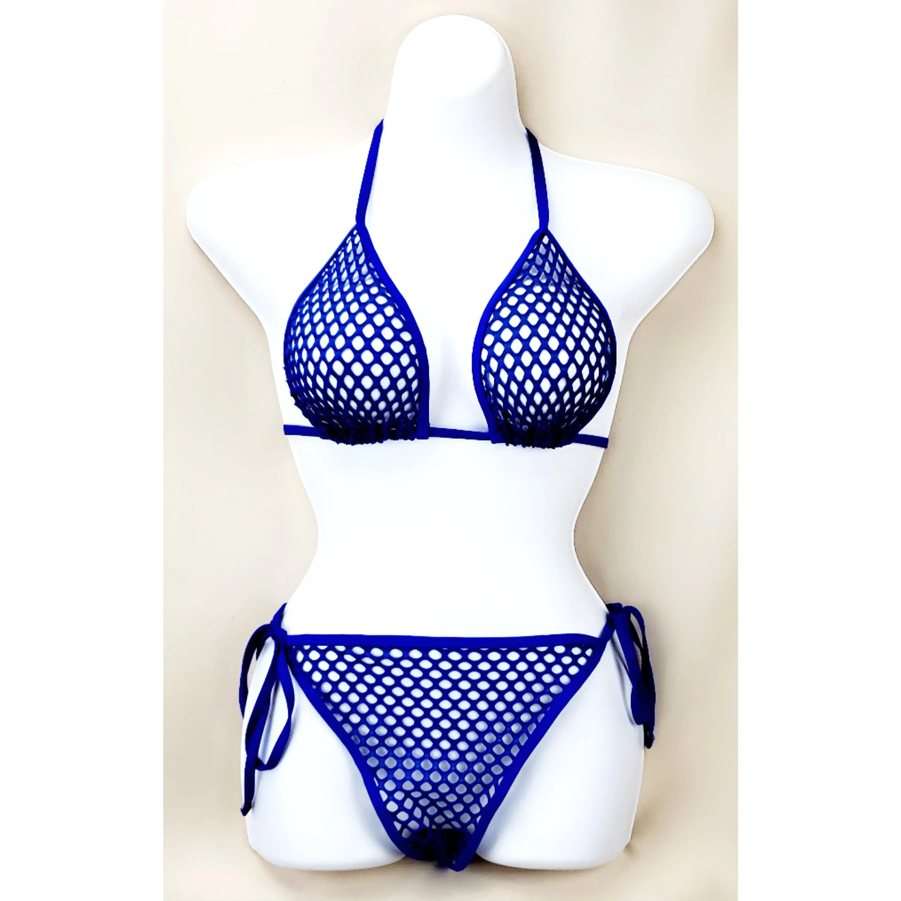 Royal Blue Fishnet Sheer Bikini Set by Sheerswim