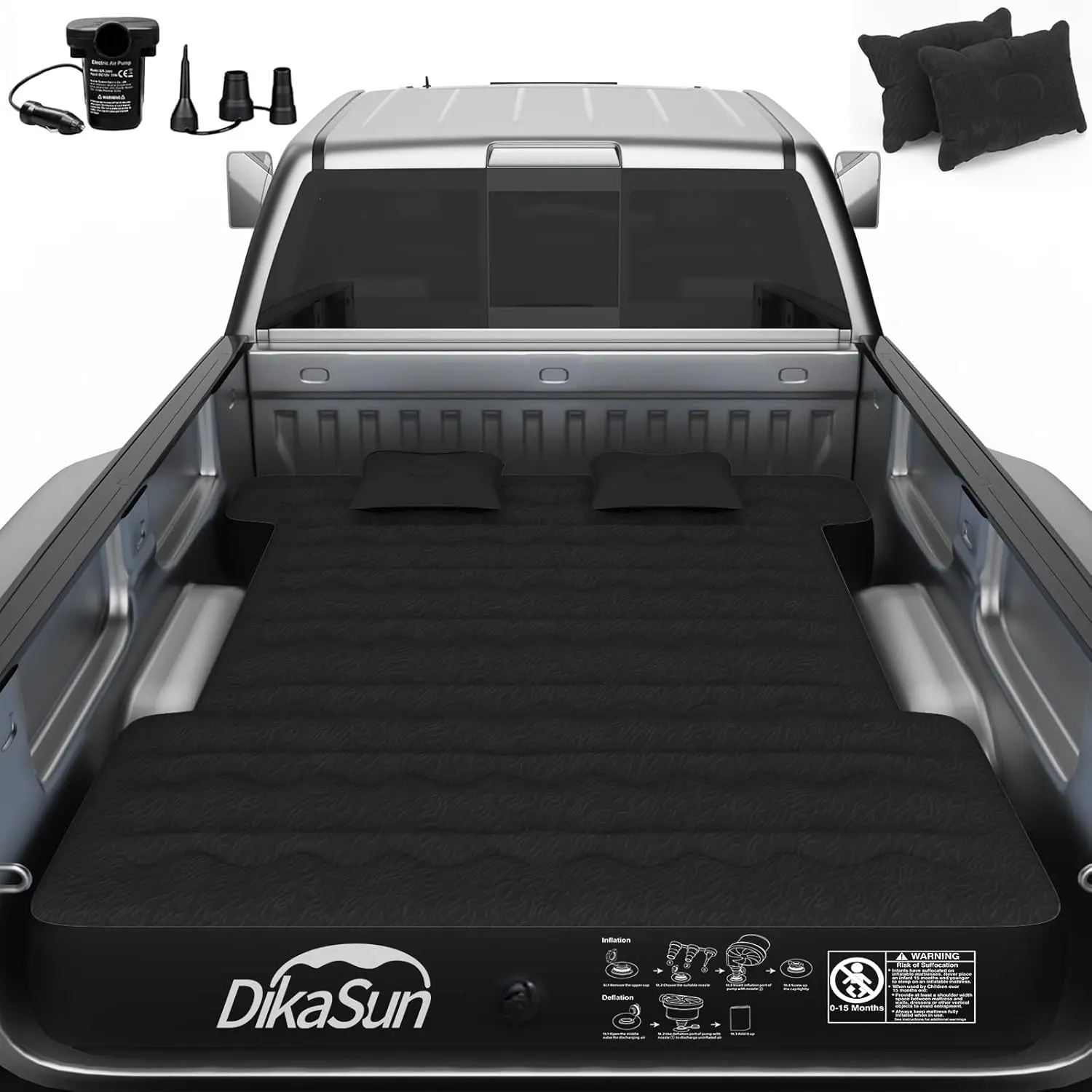 Truck Bed Air Travel Mattress for  Pickup Truck, Puncture-Proof Puncture-Resistant Inflatable Camping Bed, Includes Electric Pump & Carry Bag