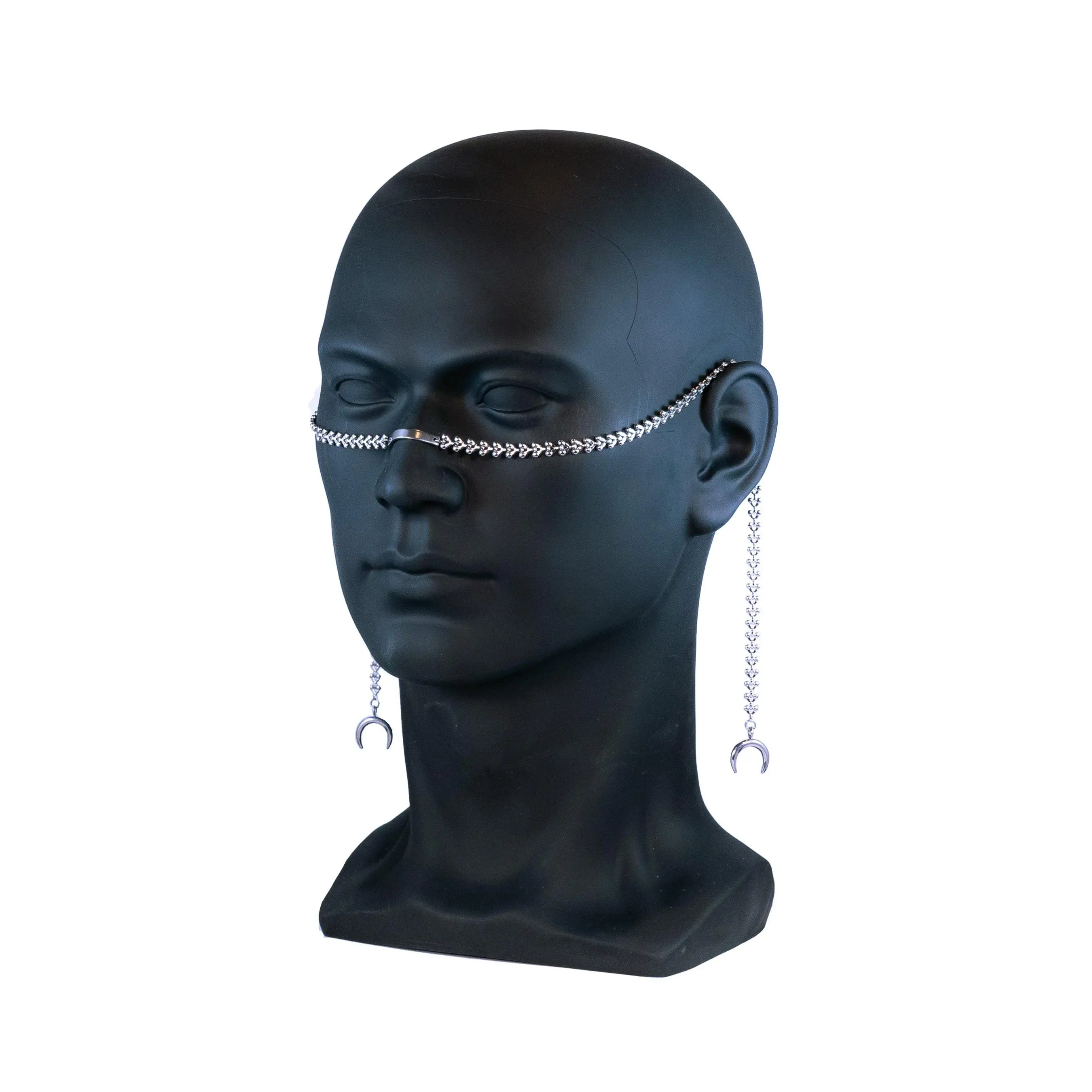 Silver Vertebrae Face Chain with Moons