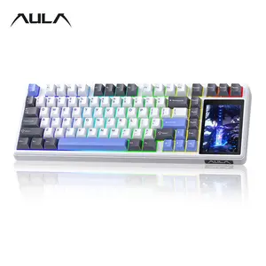 Aula L99 Tri-Mode Mechanical Wireless Gaming Keyboard, 84 Keys with Screen, Cool RGB Lighting, Hot Swappable Axes, Large Battery Capacity, Compatible with Windows/MAC/iOS, Lighted Mechanical Keyboard