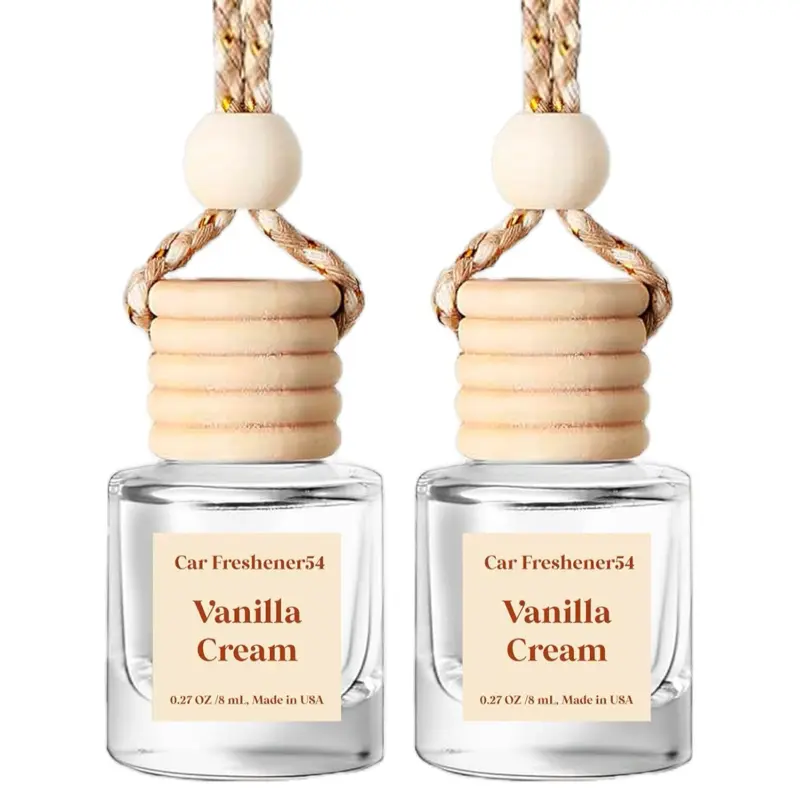 Car Freshener54 Vanilla Cream Scented Air Freshener 0.27 oz Made in USA with Wooden Beads Design