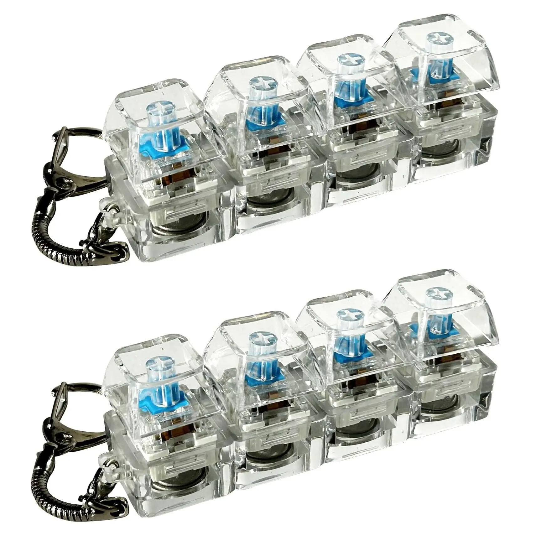 Keyboard Fidget Toy, Light-Emitting Keychain, Portable Keychain Light, 4-in-1 Decompression Button Stress-Relief Gift with Transparent Options