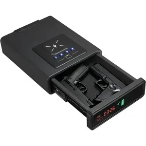 VEVOR Gun Safe, Slider Handgun Gun Safe with Fingerprint/Password/Key, 3 - Way Quick Access Firearm Case Box with Lighting for 1 Pistol Magazine, Mounted Pistol Gun Box for Nightstand Bedside Desk CarVEVOR Super Brand Day