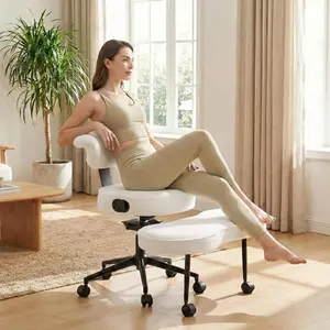 Garvee Ergonomic Cross Legged Office Chair, 360° Swivel Meditation Chair with Wheels Strong Lumbar Support, Adjustable Height Kneeling Desk Chairs for ADHD & Yoga, Criss Cross Chair for Home