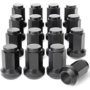 3/8"-24 Nut, ATV Tapered Seat Nut 3/8x24 Thread Size Wheel Nut, Compatible with Polaris Ranger 700 RZR 900xp 800 S 570 etc., 16-Piece Set, Black