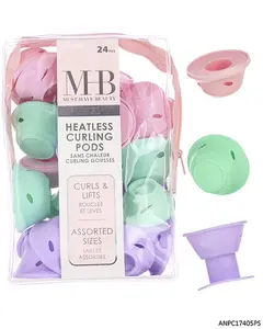 24Pc Heatless Curling Pods - Silicone Hair Rollers for No Damage Heatless Curls, Heatless Curlers Value Pack, Overnight Hair Curlers for Versatile Hairstyling (BRIGHTS) "