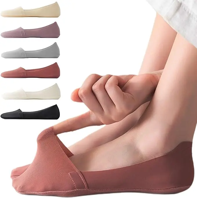 Women's Invisible Low Cut Plain Sports Socks Set, 5/10 Pairs Absorbent Non-Slip Athletic No-Show Socks with Silicone Grip Strip, Breathable Polyester for Running Yoga, Business Casual Use, Invisible Socks