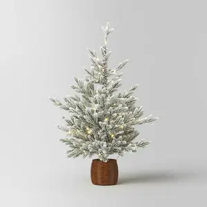 40" Pre-lit LED Glitter Flocked Balsam Fir in Basket Mini Artificial Christmas Tree Warm White Lights - Wondershop™