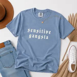 Sensitive Gangsta Mommy Mamacita Comfort Colors Tee, Funny Meme Quote T-Shirt, Trendy Retro Graphic Tee for Sarcastic Humor Fans - TrendWear USA