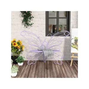 New 2024  50'' Metal Frame Patio Outdoor Garden Bench Butterfly Pattern.