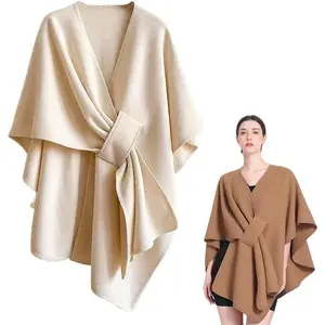 Elegant Solid Color Cape Shawl, 2025 Soft Wool Blend Pashmina Scarf Cape, Elegant Fleece Poncho for Spring Fall Winter warm color warm daily wear elegant scarf winter wear triangle  scarf exquisite scarf boho style scarf casual soft comfortable shawl