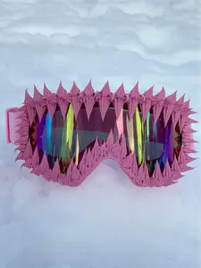 Punk Style Large Frame Cat Ear Ski Goggles, Trendy Ski Goggles, Adjustable Elastic Strap, Windproof Snowboard Mask, Outdoor Sports Eyewear, Skiing Wear