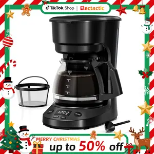 Electactic Capresso 5-Cup Mini Drip Coffee Maker with Reusable Filter,  Convenient and User Friendly, Black with Auto Pause and Serve Function, Glass Carafe