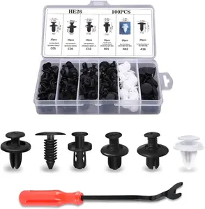 100 Pcs Bumper Clips Car Clips Plastic Rivets Fasteners Push Retainer Kit with Sizes Auto Push Pin Rivets Set
