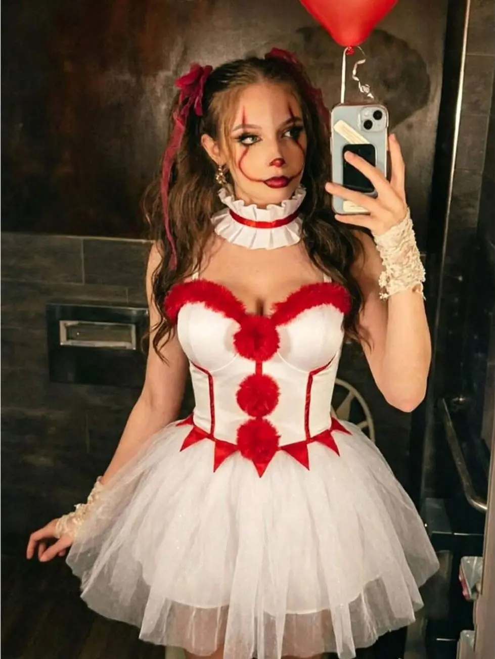 Women's Clown Cosplay Mini Dress, Color Block Spaghetti Strap Flared Hem Sleeveless Costume, Fun Halloween Party Carnival Outfit for Cosplay, Parade, Festival, Theme Party & Photoshoot