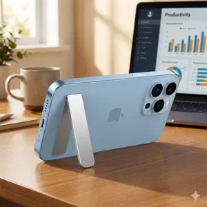 Universal Adjustable Aluminum Phone Stand Mount for Desk - Foldable & Portable Holder for Smartphones/Tablets, Vertical & Horizontal Rotation, Mini Lightweight, Durable Anti-Scratch Grip, 3 Colors Available