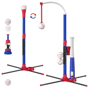 HYES 3-in-1 Baseball Set for Kids 3+ - Tee Ball Stand, Hanging Tee, Ball Launcher and 6 Softballs - Adjustable Hei Easter Giftsght, Indoor/Outdoor Sport Gifts for Boys Girls, kids outdoor play