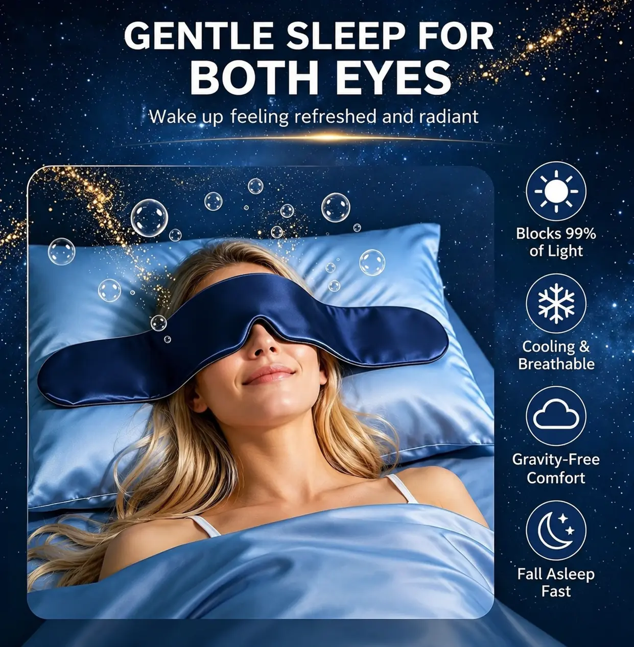 Weighted Eyes Mask for Sleeping,Sleep Mask Light Blocking for Women & Men with Ear Muffs for Quiet Night, Gravity Glass Bead Filling Eye Mask for Sleeping,Meditation,and Traveling Eye Mask for Better Sleep