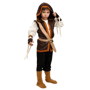 Robin Hood Costume Dress For Kids - Hunter Role Play Outfit with Hooded Vest, Gauntlets, Belt & Boot Covers - Boys Costume For Halloween, Pretend Play Fun, Theme Party & Cosplay