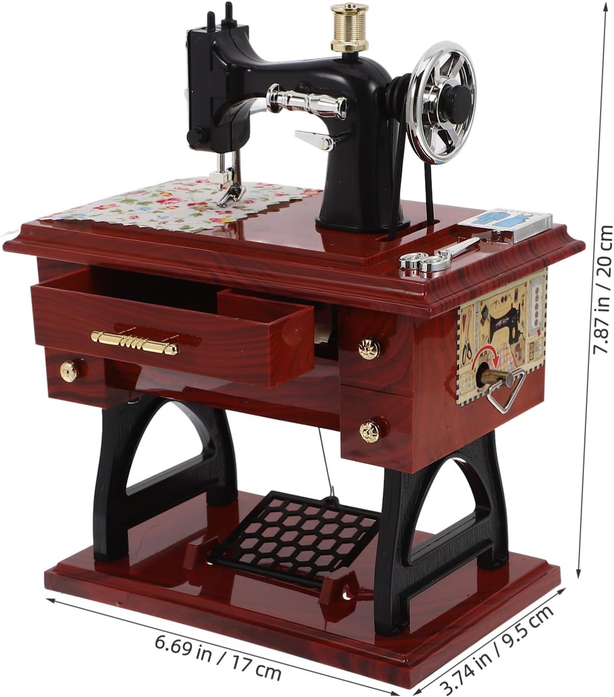 Sewing Machine Mini Music Box,Vintage Sewing Music Box Clockwork Vintage Musical Classical Desk Decor Home Crafts Table Desk Decoration