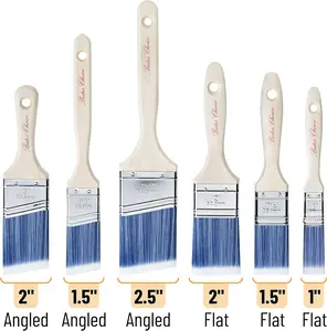 Paint Brushes, 6 Pack, Treated Wood Handle, Paint Brushes for Walls, Stain, Furniture