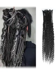 30 Piece Boho Curled Braids Mix Set, Single End Fine Wave Braids Extensions, Curled Hair Ends, Suitable for Women, All Seasons, Synthetic Hairpieces, Synthetic Braided Hair