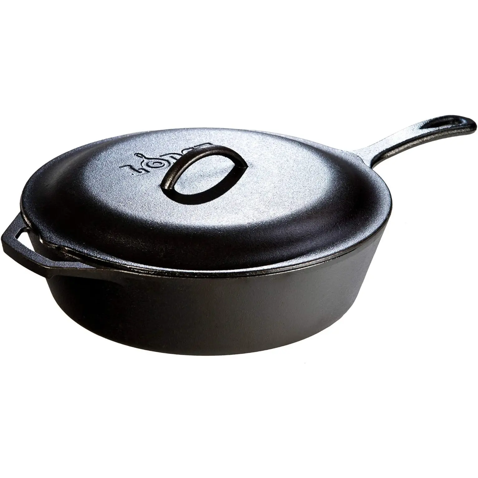 Lodge Cast Iron Covered Deep Skillet - Pre-Seasoned Deep Cast Iron Skillet with Lid - Heavy-Duty Family Size Frying Pan for Braising, Sautéing, Grilling & Everyday Cooking - 5 Quart