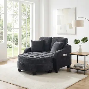 ELSEADY 3-in-1 Sectional Sofa Bed - 2-Pack 2-Seater Loveseat Couch with Storage Footrest, Built-in Side Pocket, Sofa Sleeper, Apartment Decor Indoor Furniture (7 Colors)