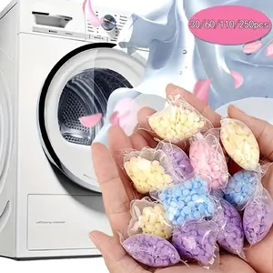 Washed fragrance booster beads, laundry balls, 30/60/110/250 pieces, laundry fragrance booster, long-lasting fragrance, antistatic softener beads, deodorizer, anti-fading and anti-color, Laundry Products