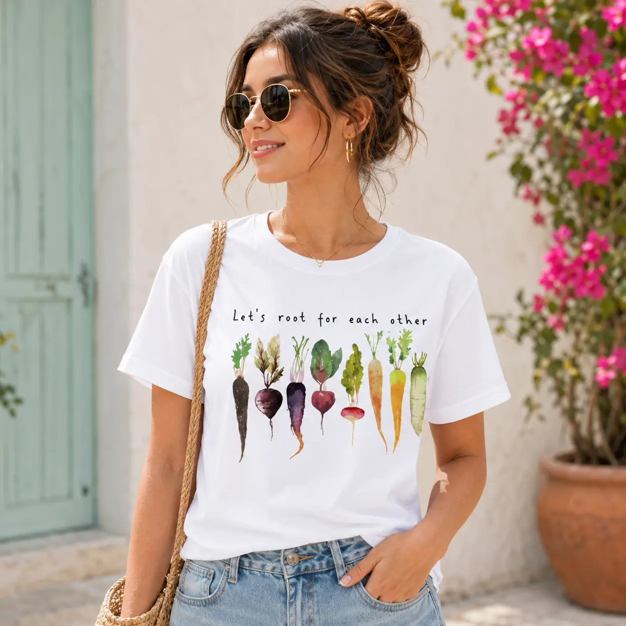 Let's Root for Each Other Plants Shirt for Women Novelty Vegetable Graphic Gardening Tees Funny Plant Lover T-Shirtoversized tshirt women,vintage clothing