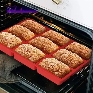 9-grid Silicone Cake Mold, 1 Count 9-cavity Cake Mold, Creative Bread Baking Mold, Multifunctional Mini Fancy Brownie Baking Pan, DIY Baking Tools, Silicone Loaf Molds, Bakeware