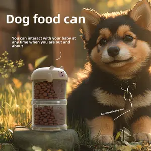 Portable Airtight Pet Food Storage Container Layered Sealed Treat Can Moisture Proof Grain Holder for Dogs Cats Snacks Keeping Fresh