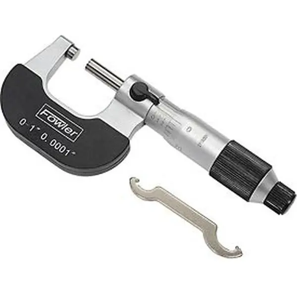 Fowler 52-229-201 1 in. Economy Micrometer Calipers - Steel Body, Carbide Face, Locking Nut, Micrograduations, High Accuracy Hand Measuring Tool for Inspection, Household Use