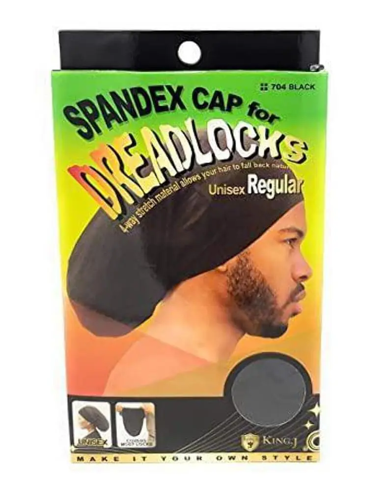 King.J Unisex Spandex Dreadlock Cap in Black, Stretchy & Comfortable Hair Cover