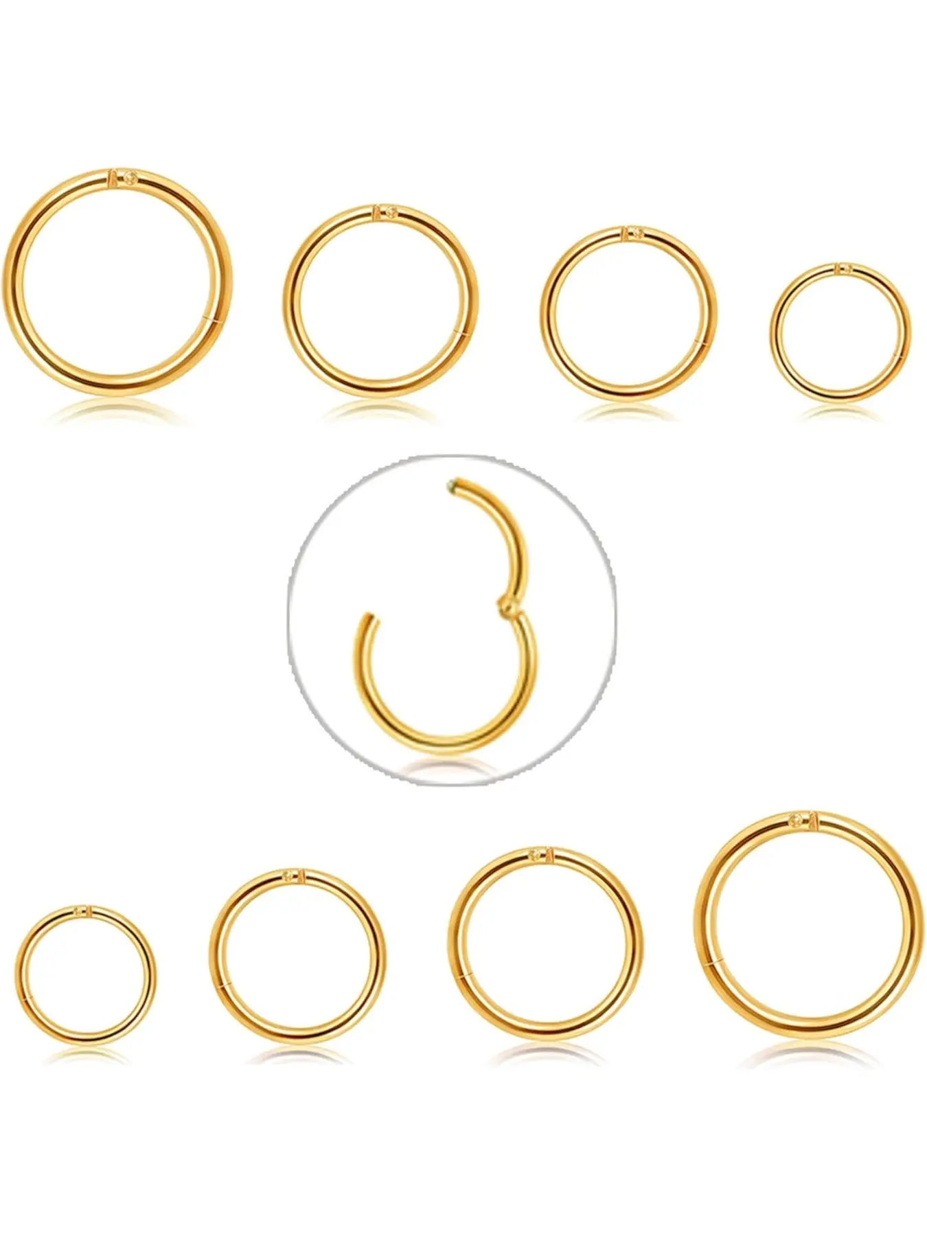 Stainless Steel Cartilage Hinged Piercing Hoop Earrings, Unisex 16g & 18g Piercings, Multiple Sizes (6-12mm), Durable Body Jewelry Set
